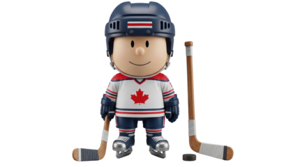 Isolated Cartoon Hockey Player