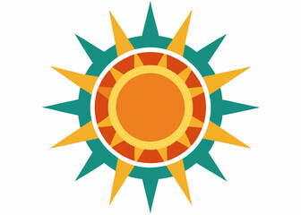 Happy smiling sun, funny sticker, summer symbol, Hand drawn vector illustration of smiling sun isolated on white background