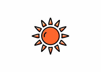 Cute sun isolated on a white background. Vector hand-drawn illustration in flat style