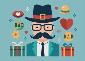 Happy fathers day Creative vector cartoon illustration