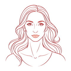 Continuous line drawing of Portrait of a Beautiful Woman  face