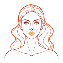 Continuous line drawing of Portrait of a Beautiful Woman  face