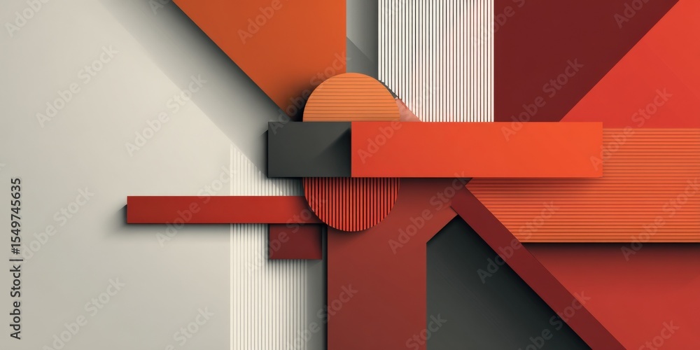 Poster abstract geometric modern art composition with bold red black gray and white shape overlays and text