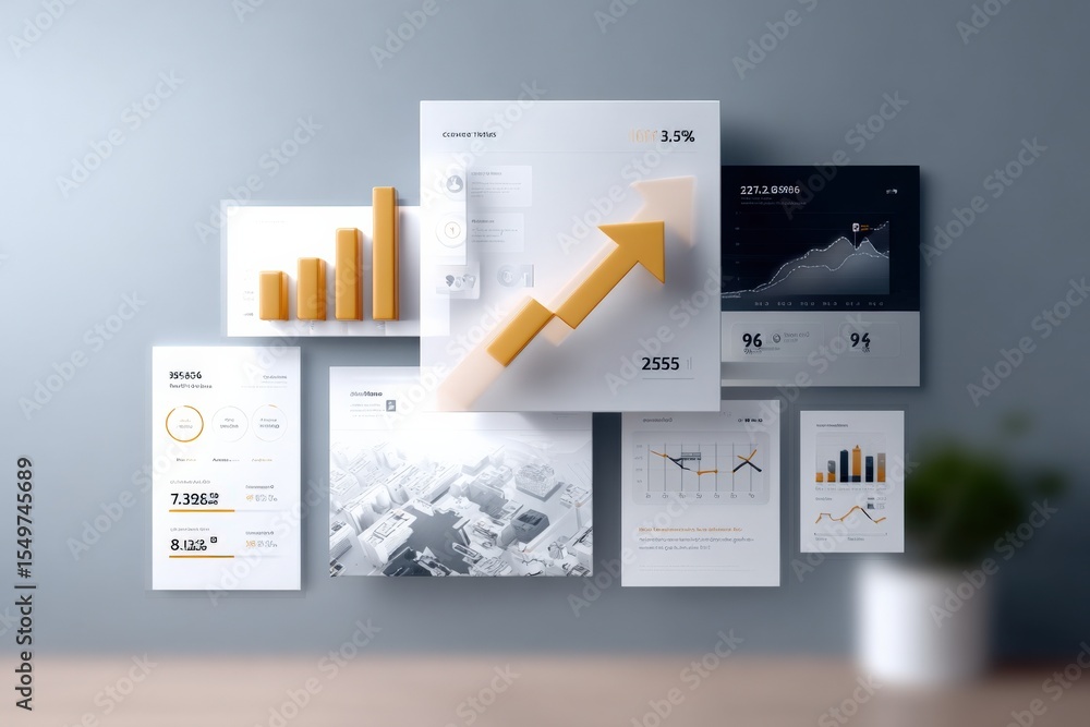 Aufkleber Business Data Analytics Dashboard with Graphs Charts and Infographics Showing Growth and Performance Metrics on Modern Screen