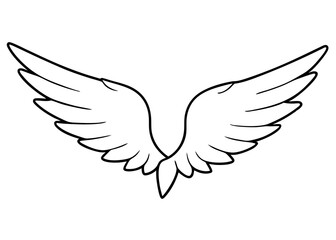 Wings on black background hand drawing vector illustration