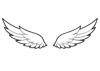 Obraz premium Angel wings, bird wings collection hand drawn line art vector illustration 