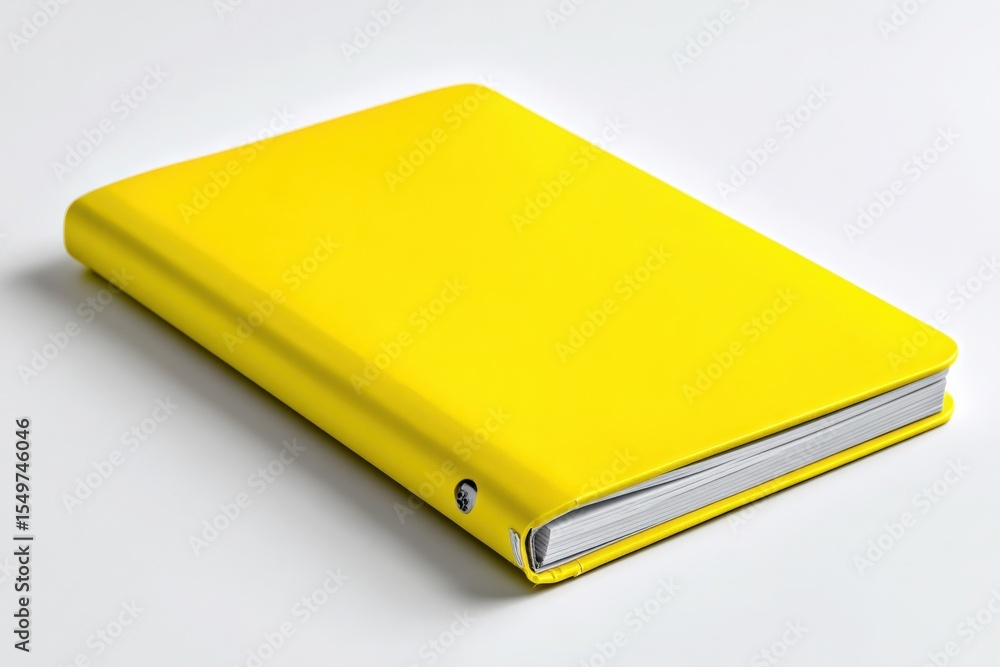 Poster bright yellow notebook with smooth cover and spiraled binding for note taking journaling and creativ