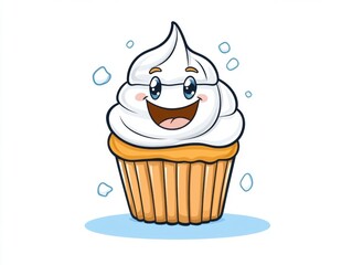Happy Cupcake Cartoon