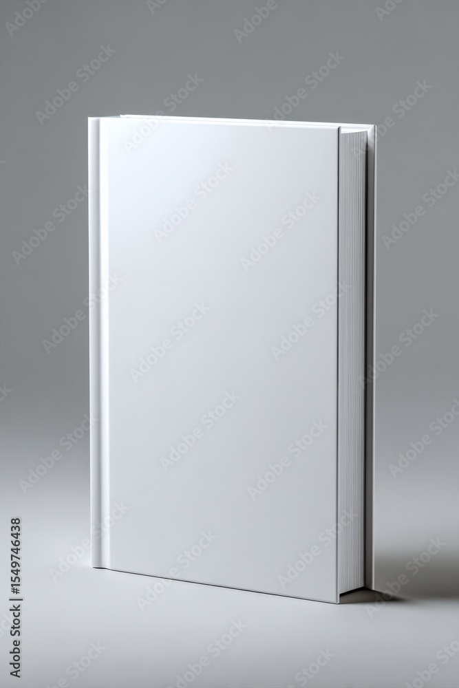 Poster minimalist white hardcover hardcover hardcover book with smooth surface clean edges and no text or g