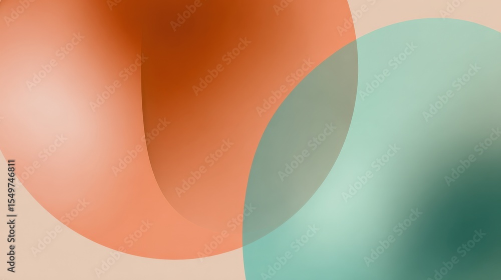 Poster Abstract geometric shapes with overlapping circles in soft pastel shades creating a modern minimalist background design for digital and graphic projects