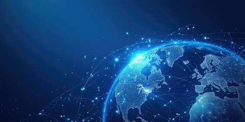 Global network, glowing earth