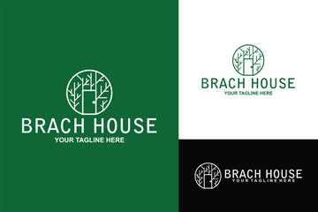 Branch house nature outdoor apartment logo design vector