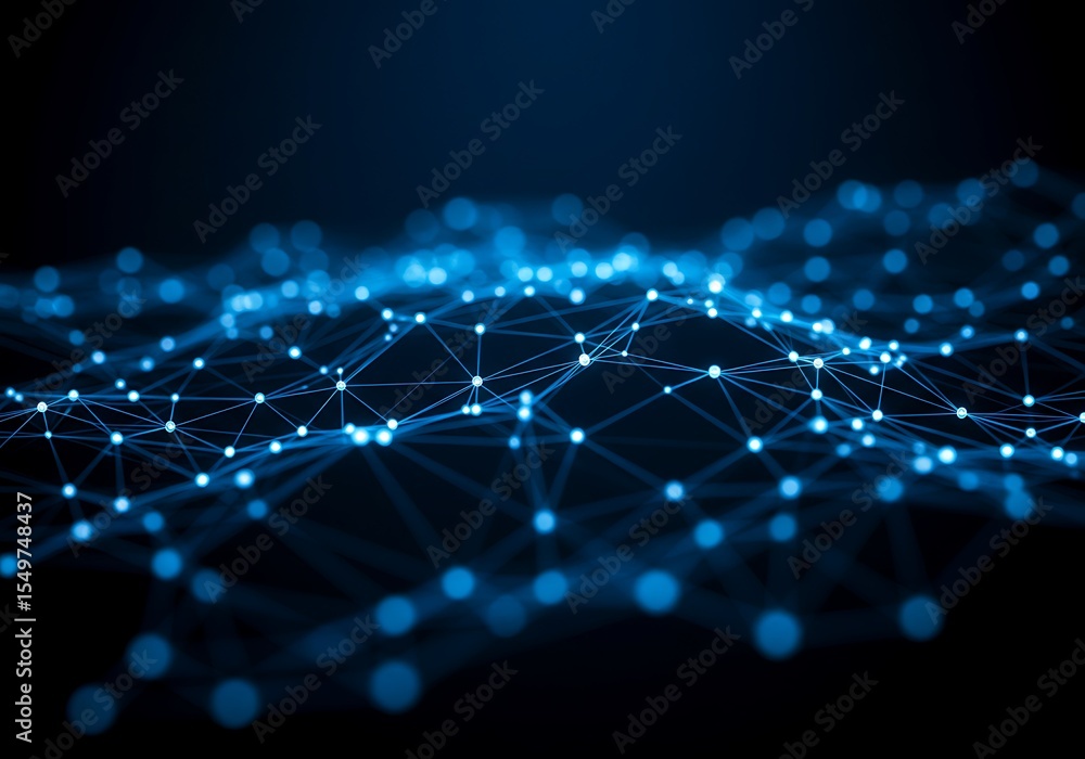 Aufkleber abstract network connection data technology on a dark blue background