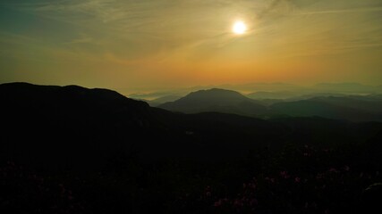 Beautiful mountain ridge and sunrise scenery in Korea