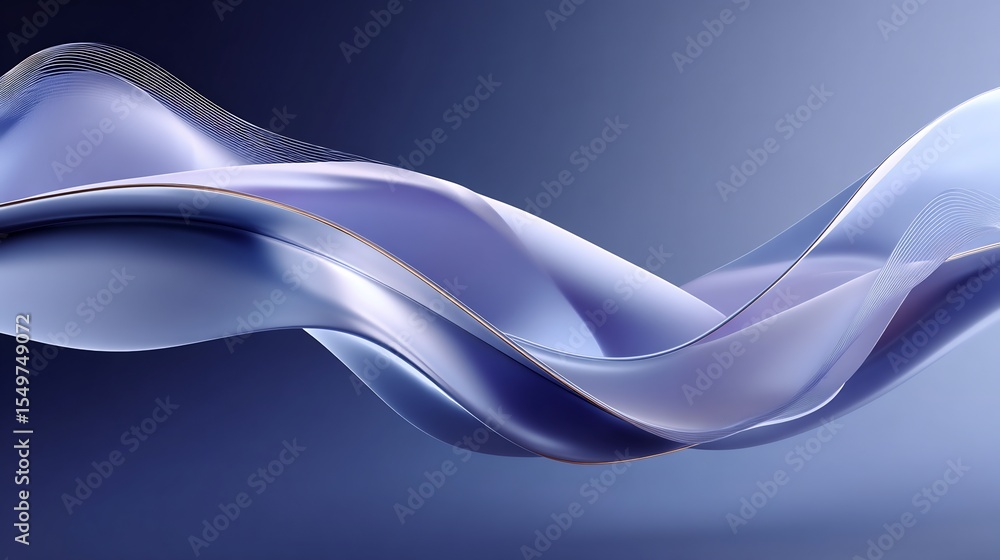 Fototapete elegant flowing abstract shape on dark blue background in smooth rendering