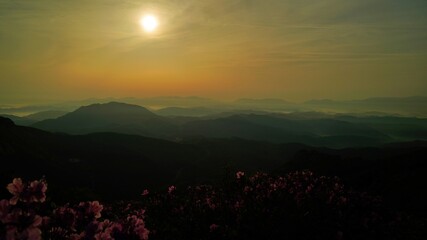 Beautiful mountain ridge and sunrise scenery in Korea