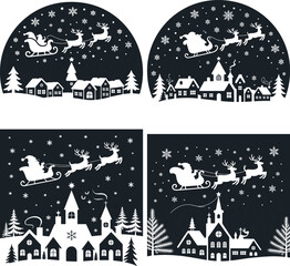 Christmas House Silhouette, Winter House Silhouette, Snowy House Silhouette