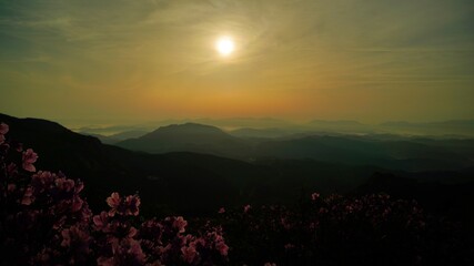 Beautiful mountain ridge and sunrise scenery in Korea
