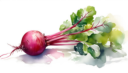 Elegant watercolor painting of a single beetroot