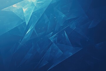 Fototapeta premium Abstract design with fractured triangular shapes in deep blue tones.