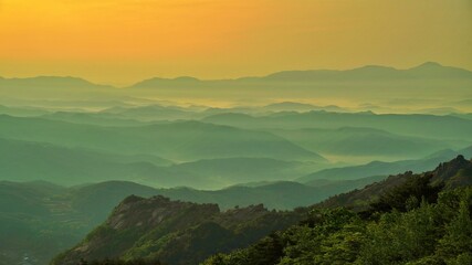Beautiful mountain ridges in Korea