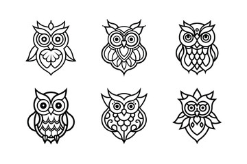 owl mandala vector illustration set