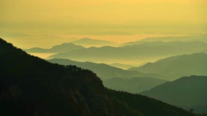 Beautiful mountain ridges in Korea