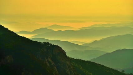 Beautiful mountain ridges in Korea