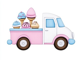 Cute ice cream truck with treats
