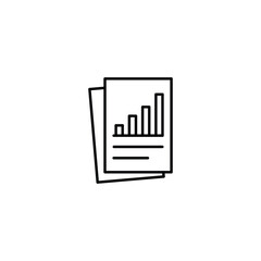 Line art icon of stacked documents showing growth chart