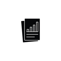 Black and white icon of documents showing financial growth