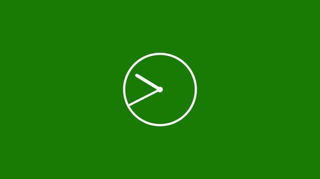 Timelapse of spinning clock animation in 12 Hour. Seamless motion animated footage. White colored watch with hands move quickly. Time concept. Alpha channel included.