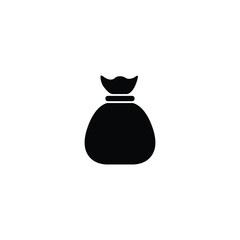 Simple black money bag icon, representing finance and wealth.