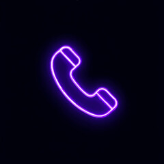 Naklejka premium Neon Purple Phone Icon on Black