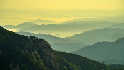 Beautiful mountain ridges in Korea