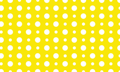 Polka dot seamless pattern, white polka dot on yellow background. Vector Illustration