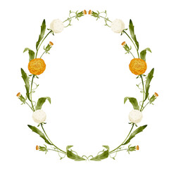 Watercolor frame with herbs and wildflowers