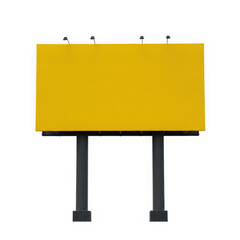 Fototapeta premium Blank yellow billboard isolated on transparent background