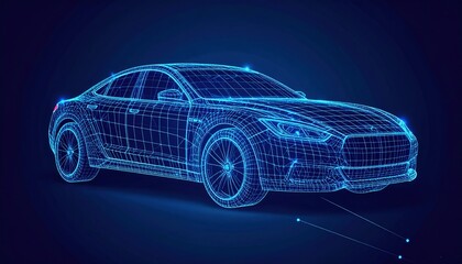 Abstract Blue Dot Car Design Illustration