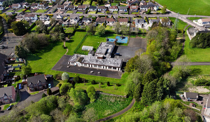 Aerial view of Eotas Loughan School Ballymena Co Antrim Northern Ireland