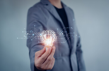 Idea thinking processes and psychology, thinking concept. Machine learning and artificial...