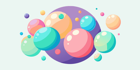 Colorful spheres and bubbles floating in a playful abstract design