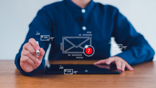 New email notification concept for business e-mail communication and digital marketing. Inbox receiving electronic message alert.