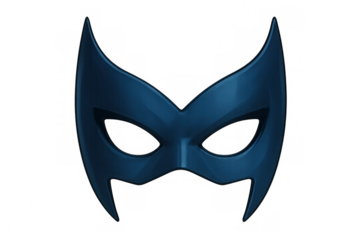 Shiny blue superhero mask isolated on transparent background, perfect for comic book or fantasy projects