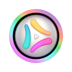 vector illustration of a play button 3d icon in cartoon plastic style minimal isolated on transparent white background, clipping path	
