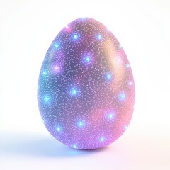 Easter egg covered in tiny LED fairy lights, isolated on white background