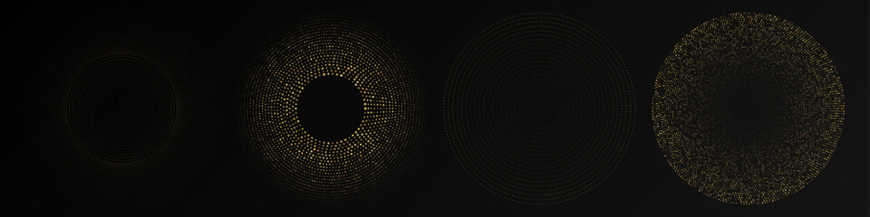 Naklejka na ściany i meble Abstract gold glowing halftone dotted background