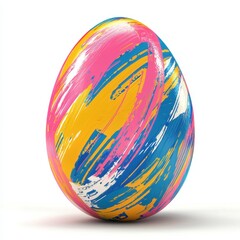 Obraz premium Easter egg decorated with artistic brushstrokes in vivid colors, isolated on white background