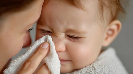 A parent comforting a distressed infant during teething