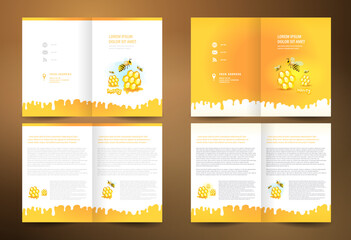 Honey Brochure folder set, mead bee honeycomb element yellow color
